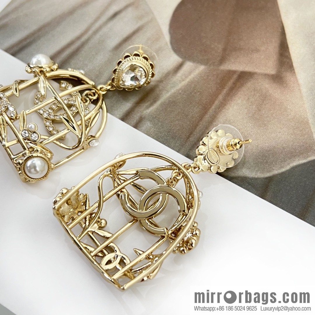 New ☑️ Chanel double c birdcage stud earrings