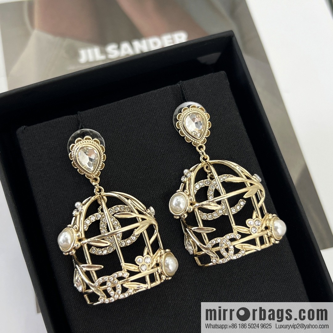 New ☑️ Chanel double c birdcage stud earrings