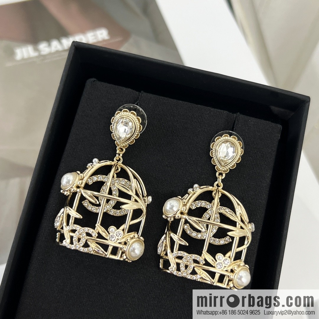 New ☑️ Chanel double c birdcage stud earrings