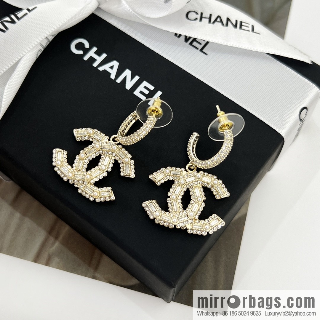 New ☑️ Chanel c2 double c full diamond stud earrings