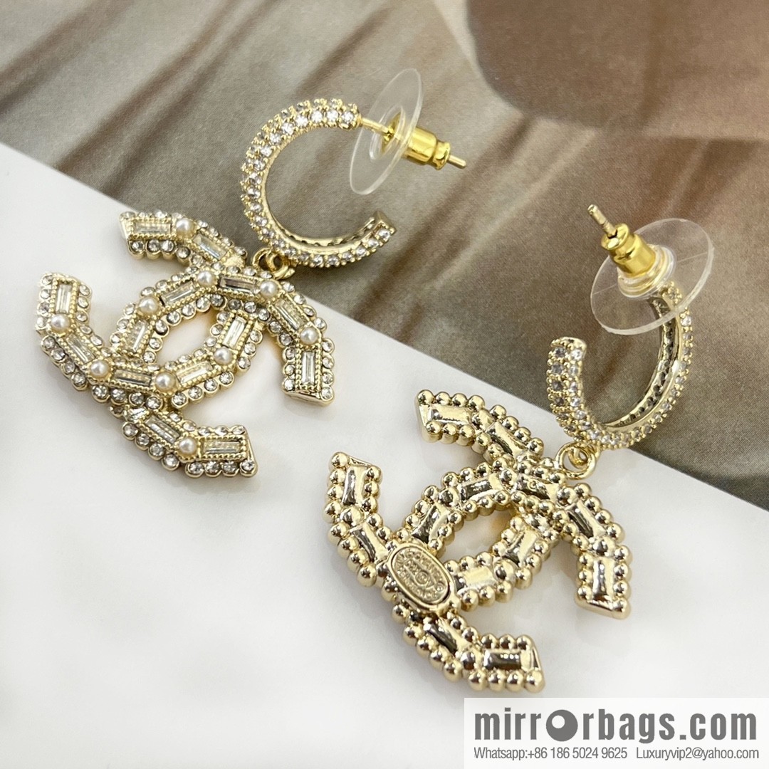 New ☑️ Chanel c2 double c full diamond stud earrings