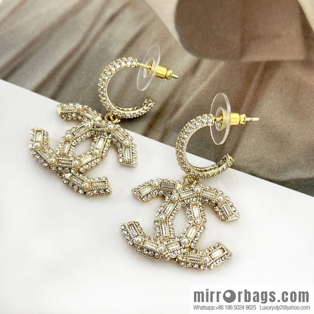 New ☑️ Chanel c2 double c full diamond stud earrings