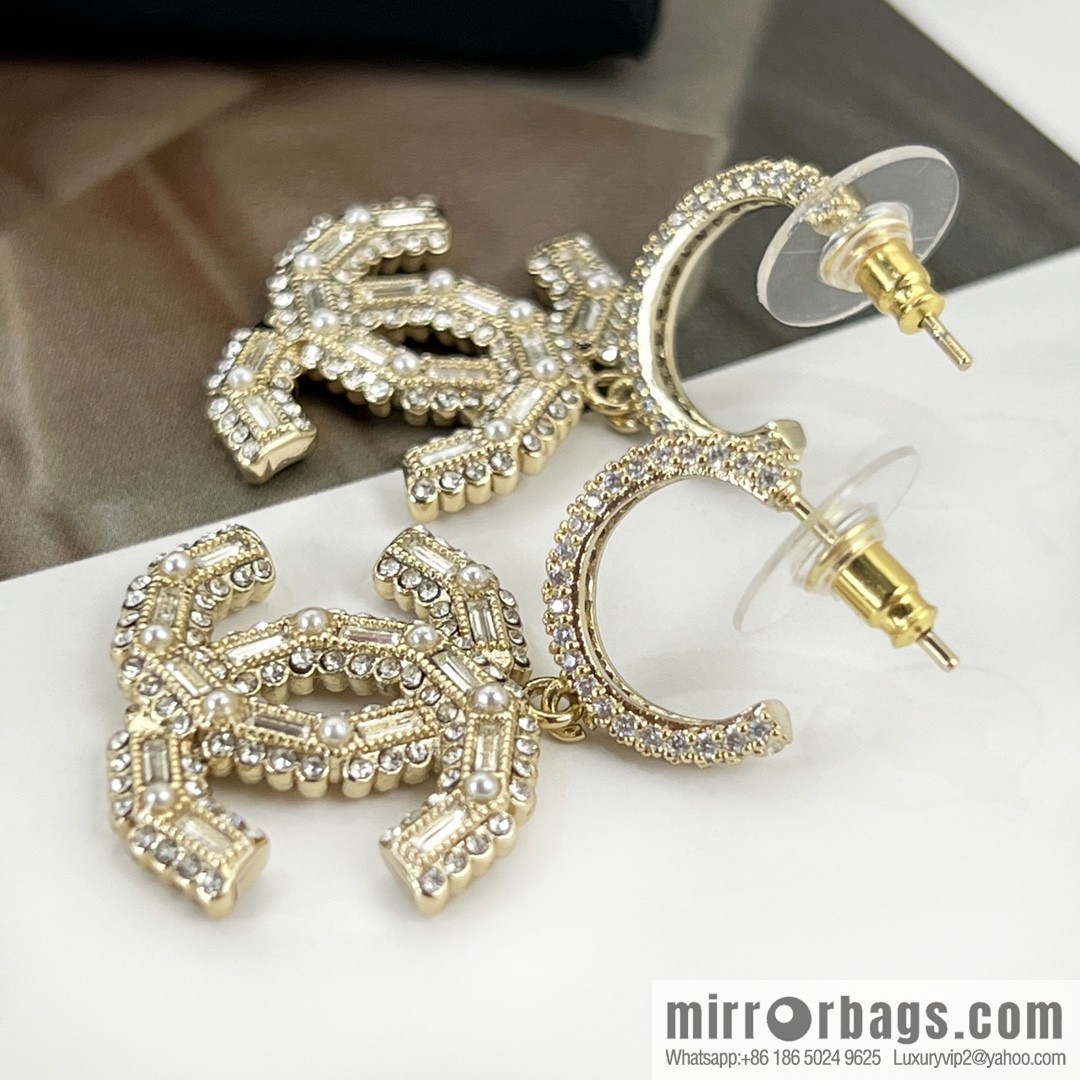 New ☑️ Chanel c2 double c full diamond stud earrings