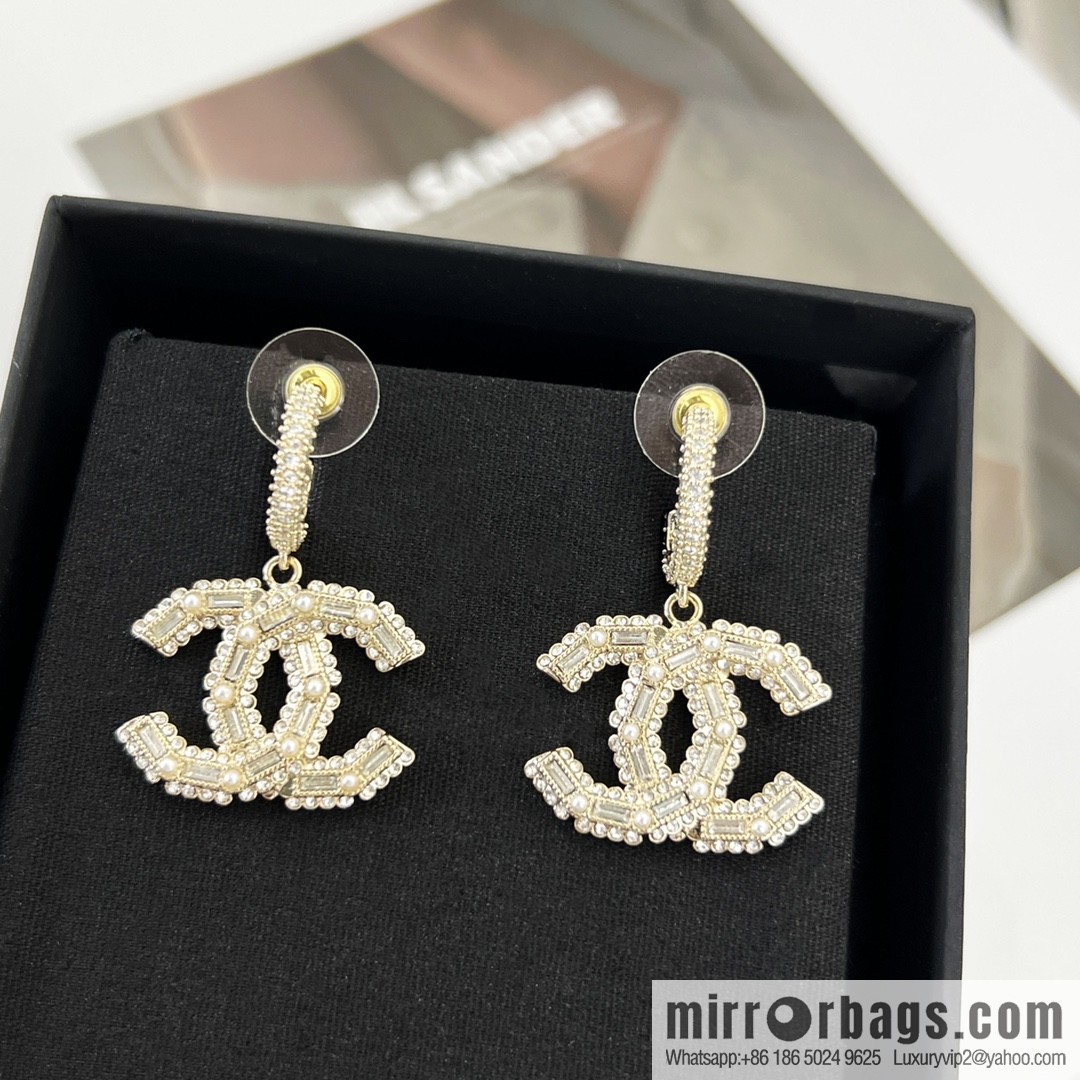 New ☑️ Chanel c2 double c full diamond stud earrings