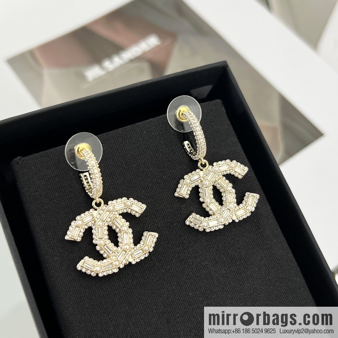 New ☑️ Chanel c2 double c full diamond stud earrings
