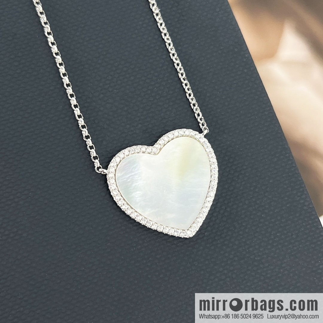 APM Monaco white mother shell love necklace adjustable