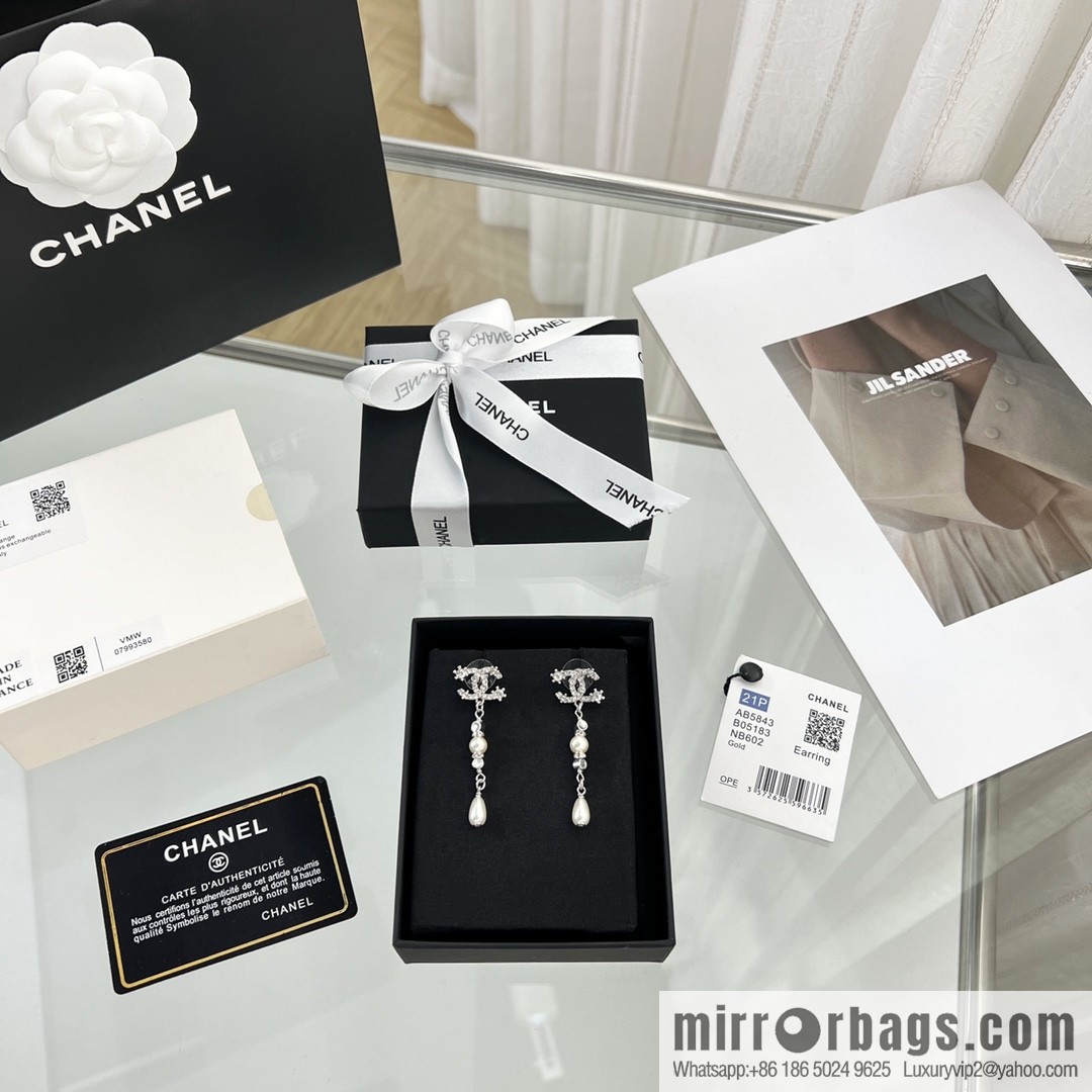New ☑️ Chanel double c star pearl stud earrings