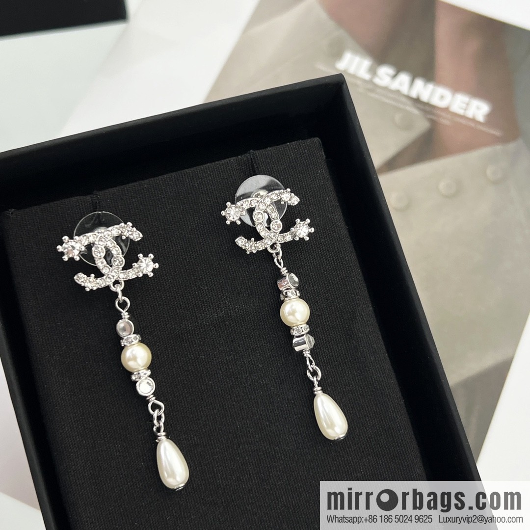 New ☑️ Chanel double c star pearl stud earrings