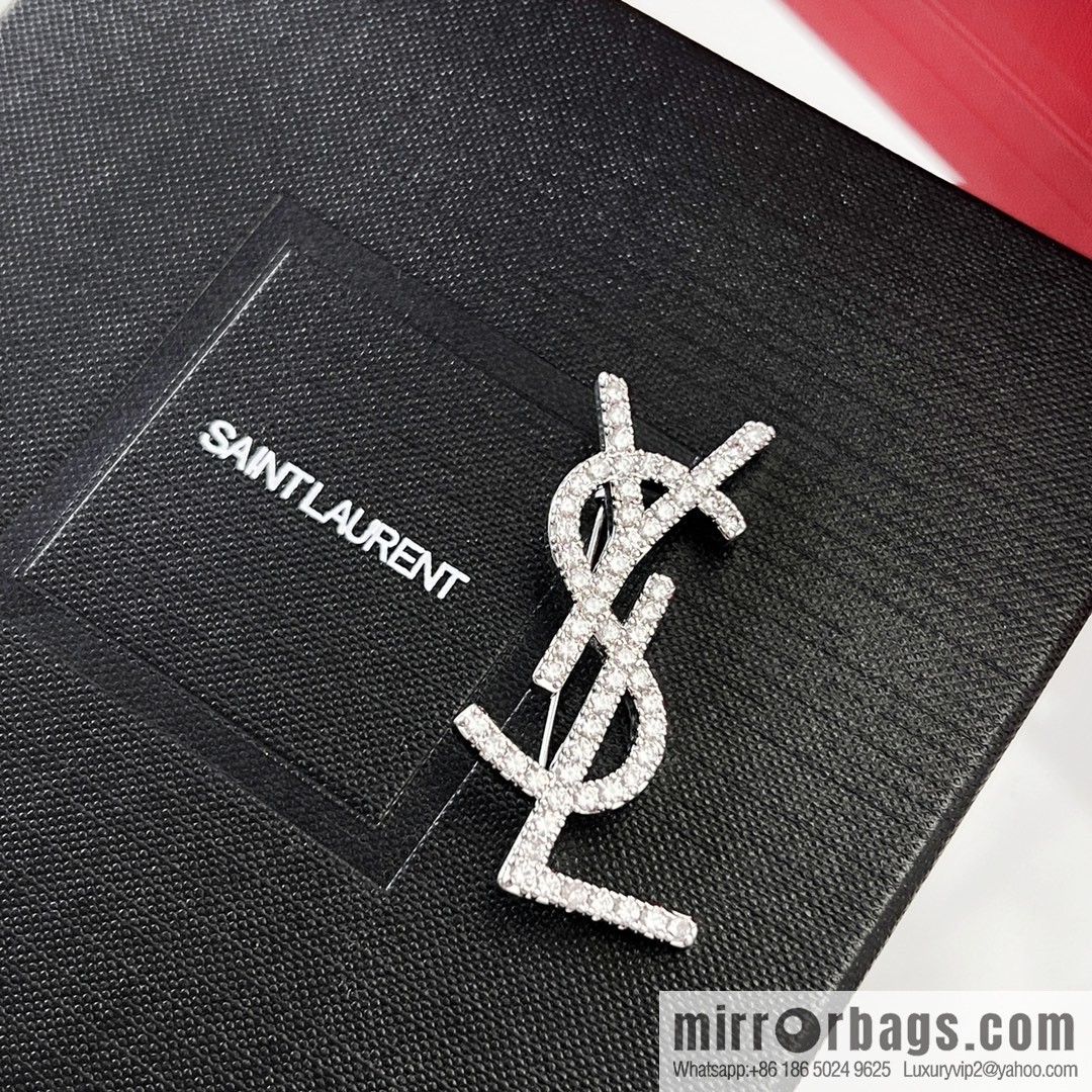 Saint Laurent YSL full diamond brooch