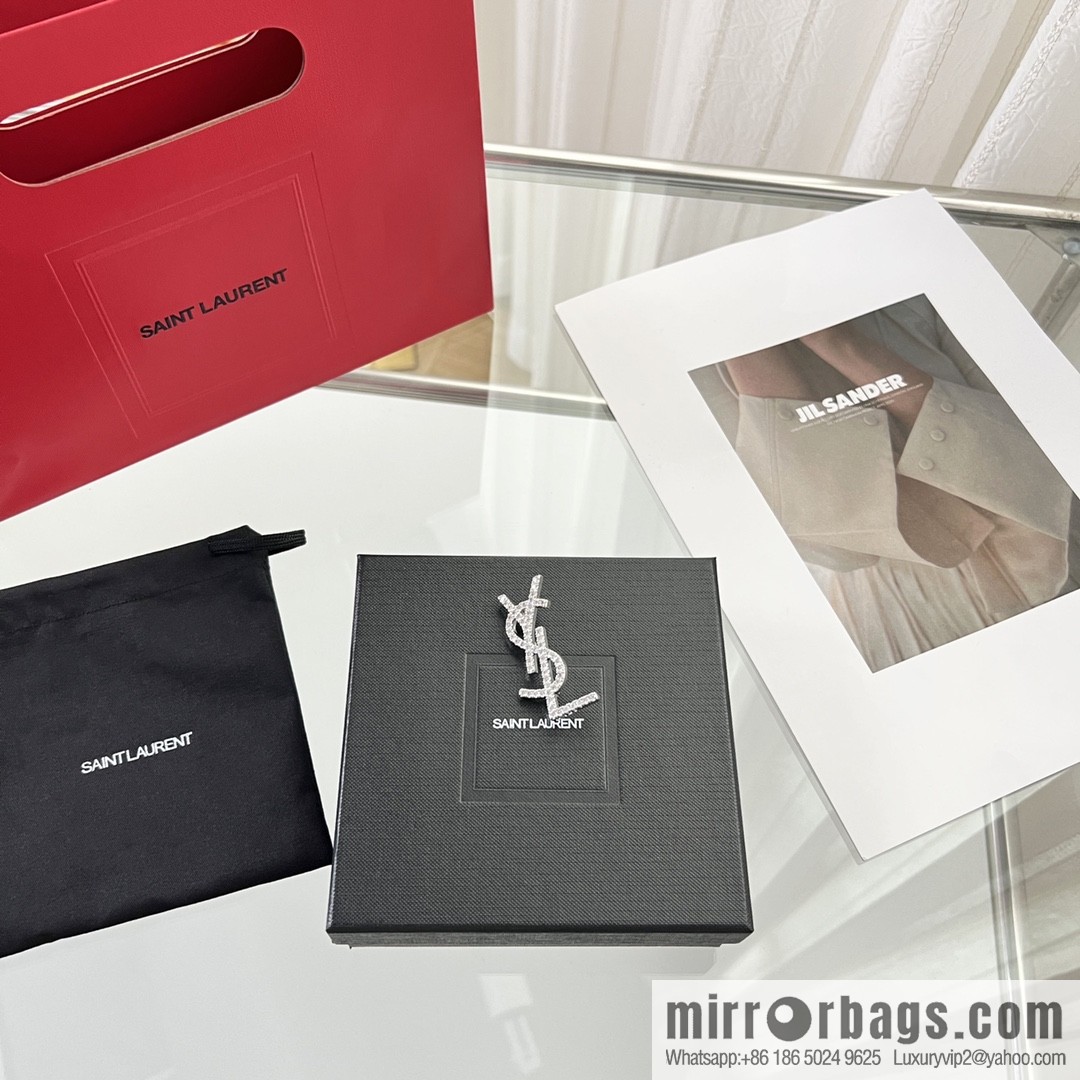 Saint Laurent YSL full diamond brooch