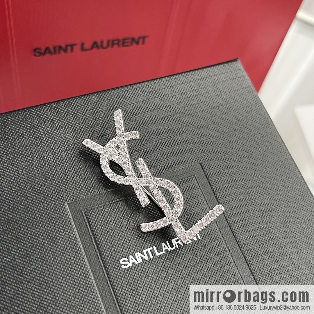 Saint Laurent YSL full diamond brooch