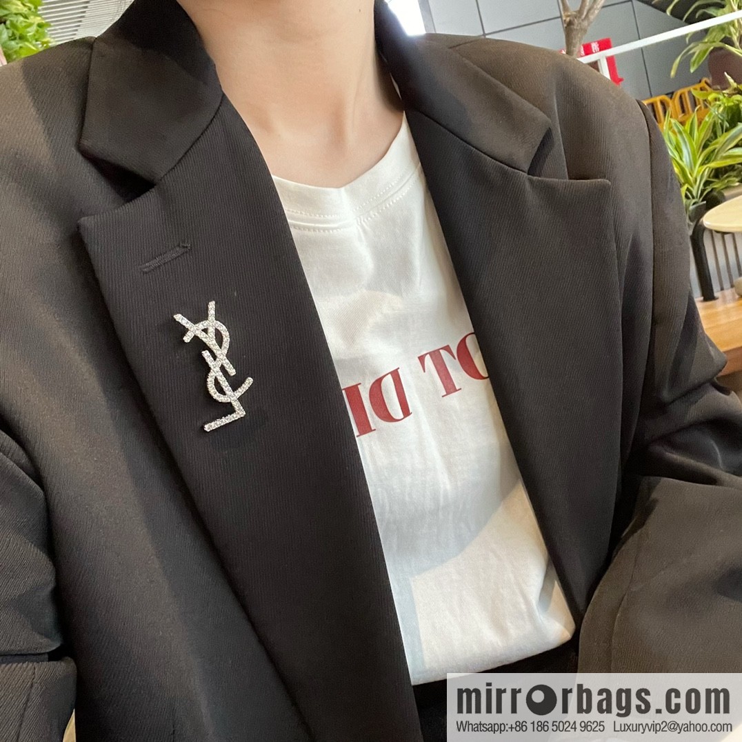 Saint Laurent YSL full diamond brooch