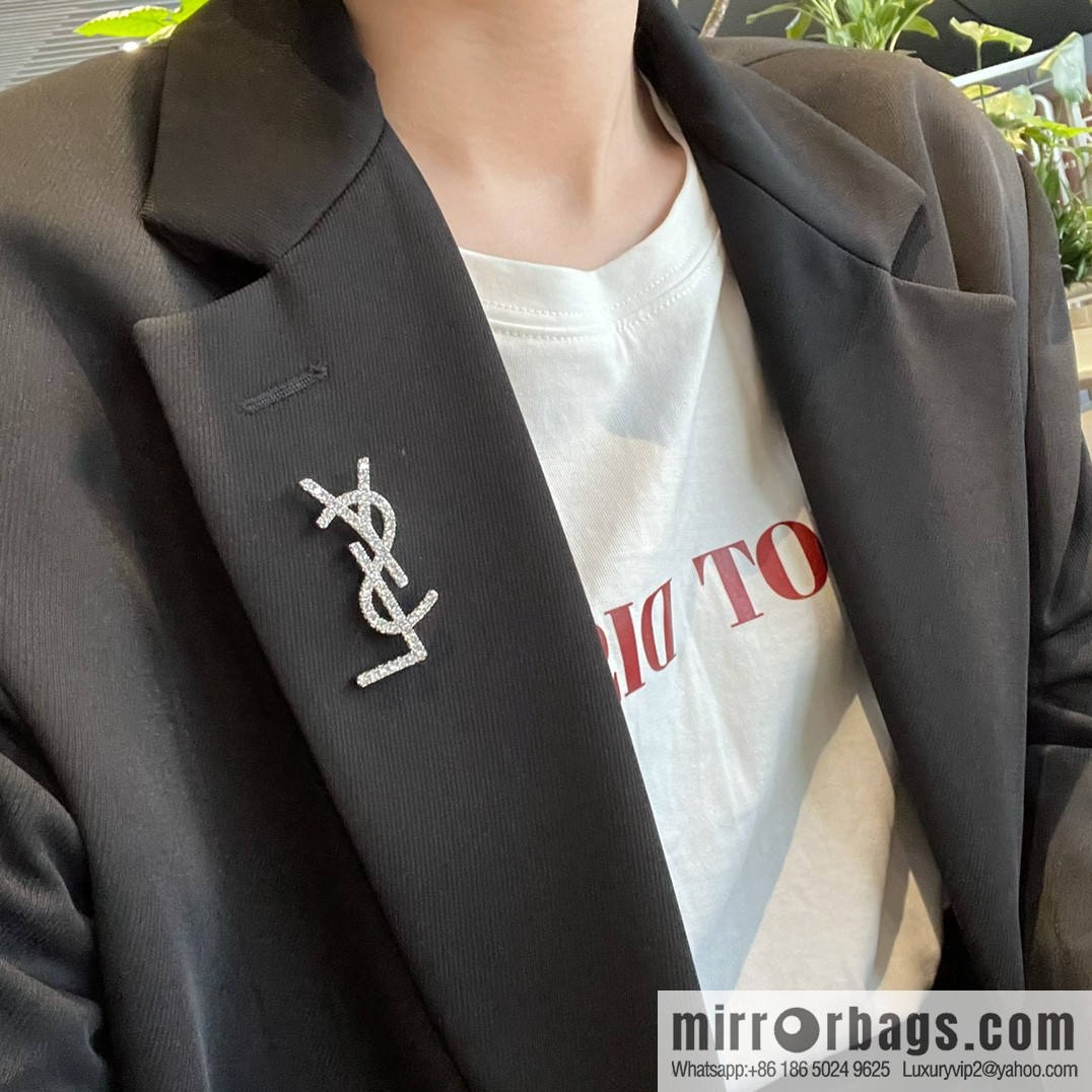 Saint Laurent YSL full diamond brooch