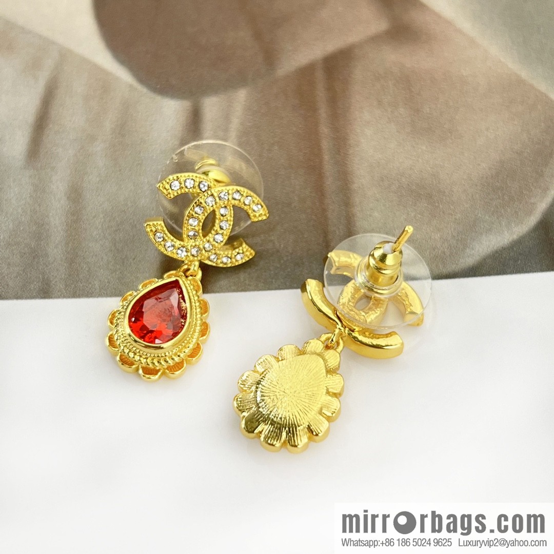 New ☑️ Chanel double c water drop stud earrings