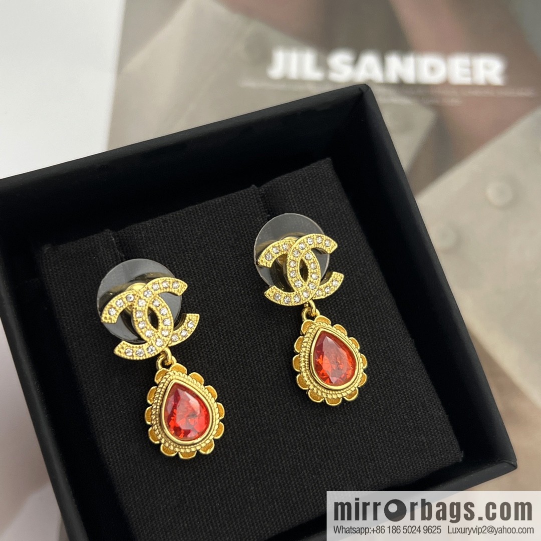 New ☑️ Chanel double c water drop stud earrings