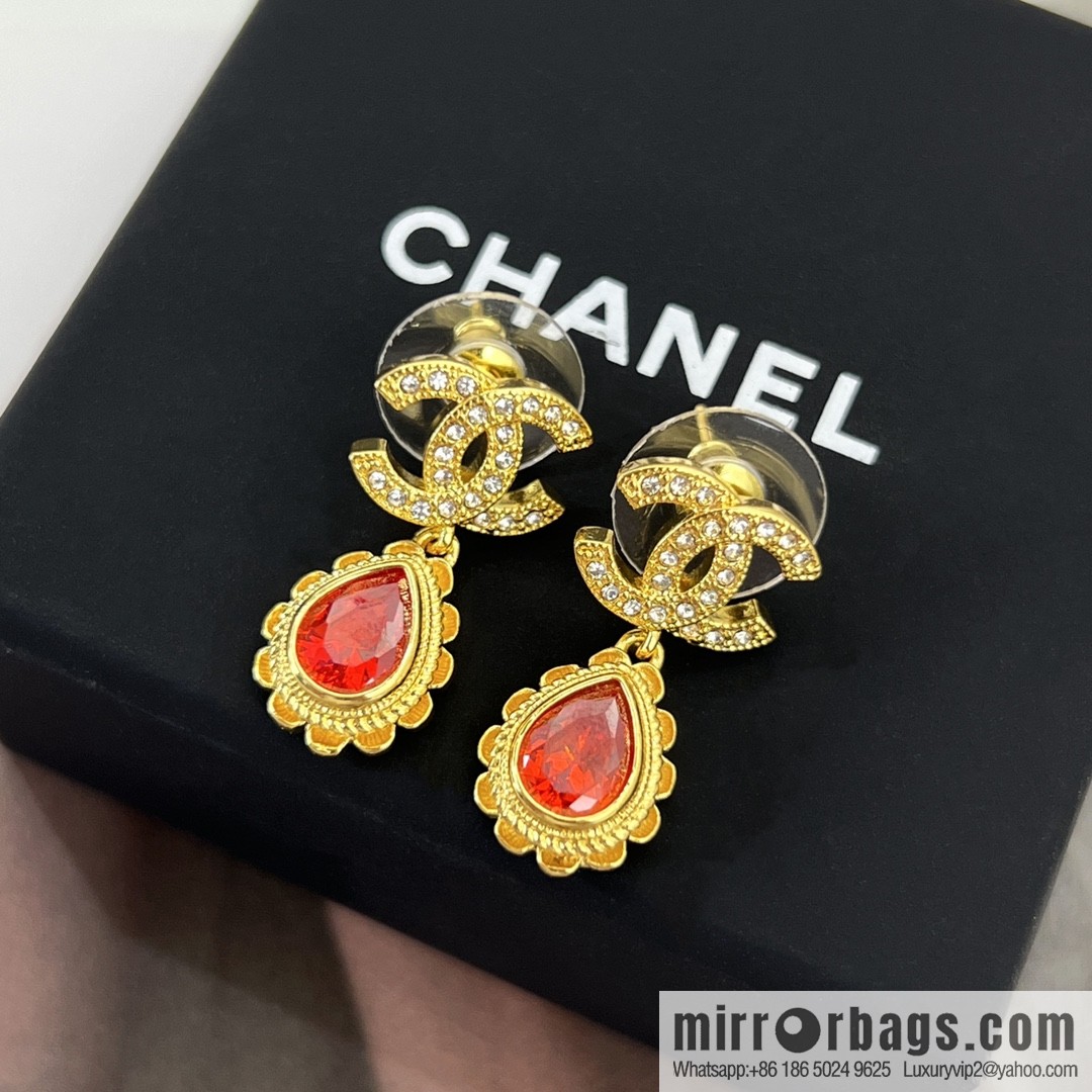 New ☑️ Chanel double c water drop stud earrings