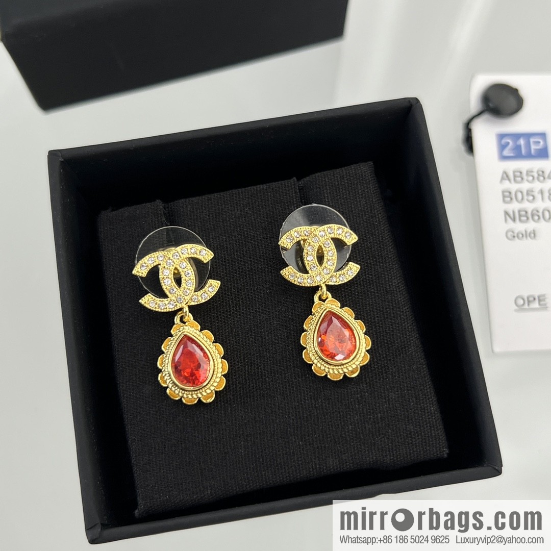 New ☑️ Chanel double c water drop stud earrings