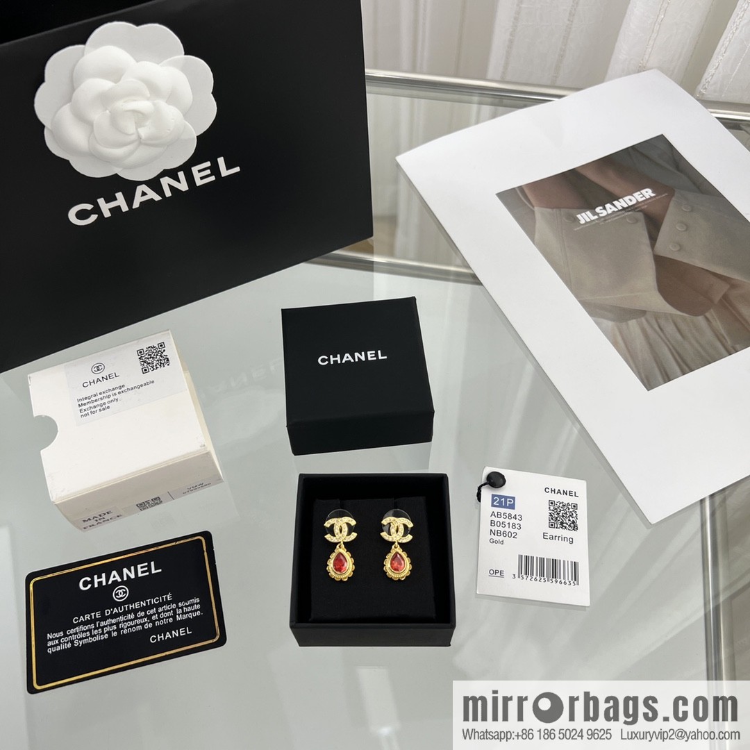 New ☑️ Chanel double c water drop stud earrings