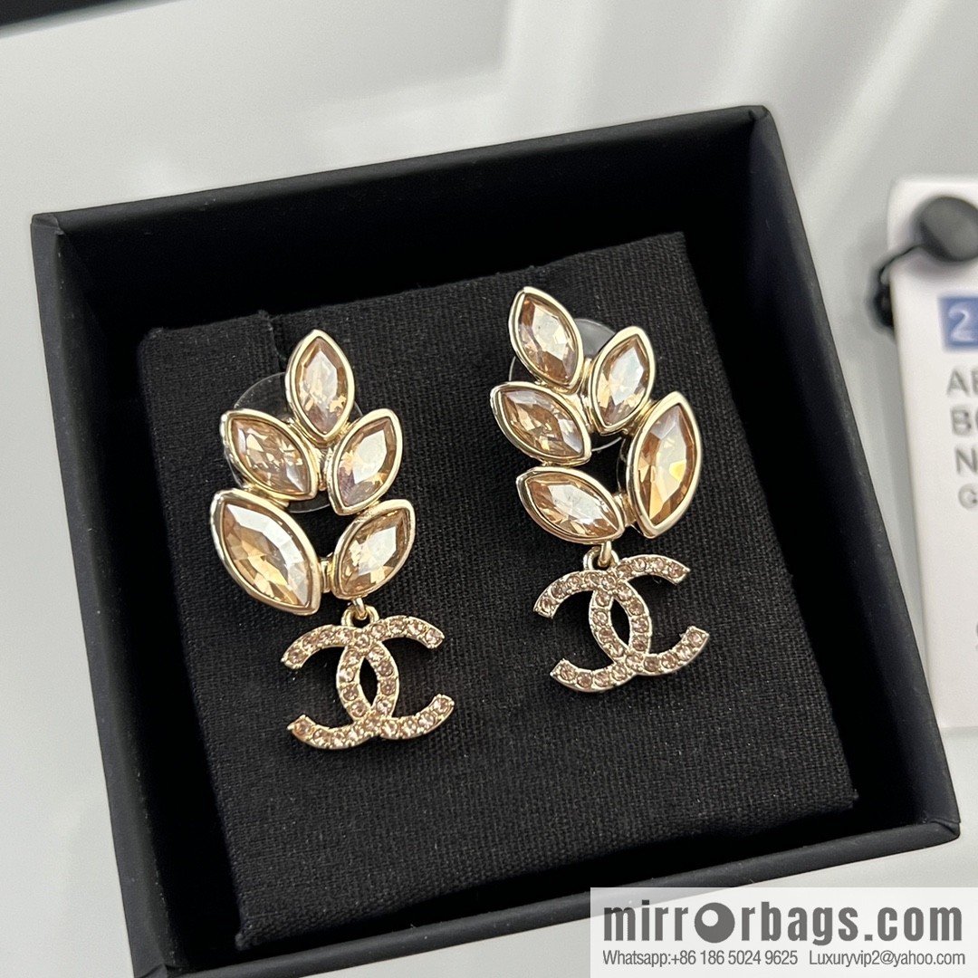 New ☑️ Chanel double c wheat ear horse eye drill earrings