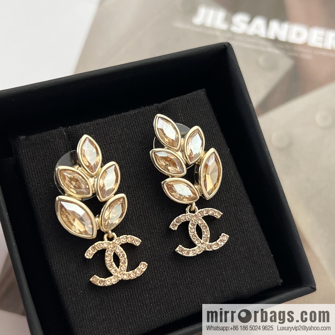 New ☑️ Chanel double c wheat ear horse eye drill earrings