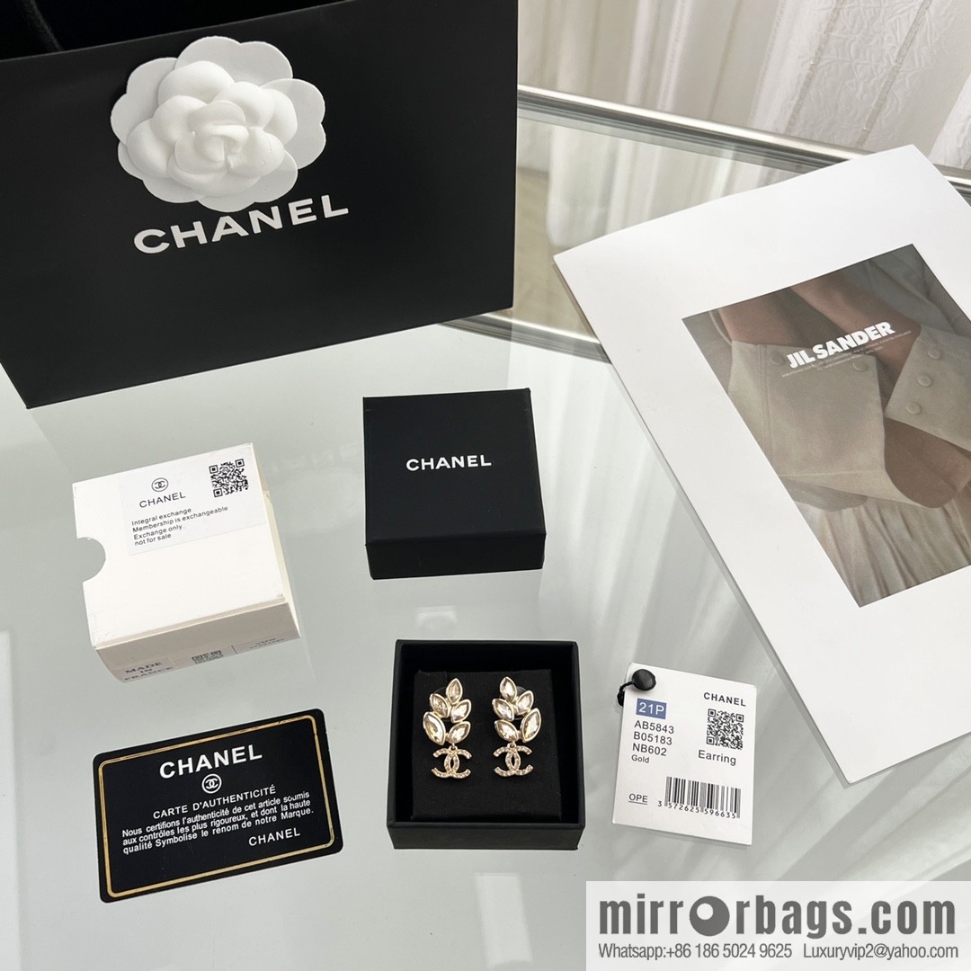 New ☑️ Chanel double c wheat ear horse eye drill earrings