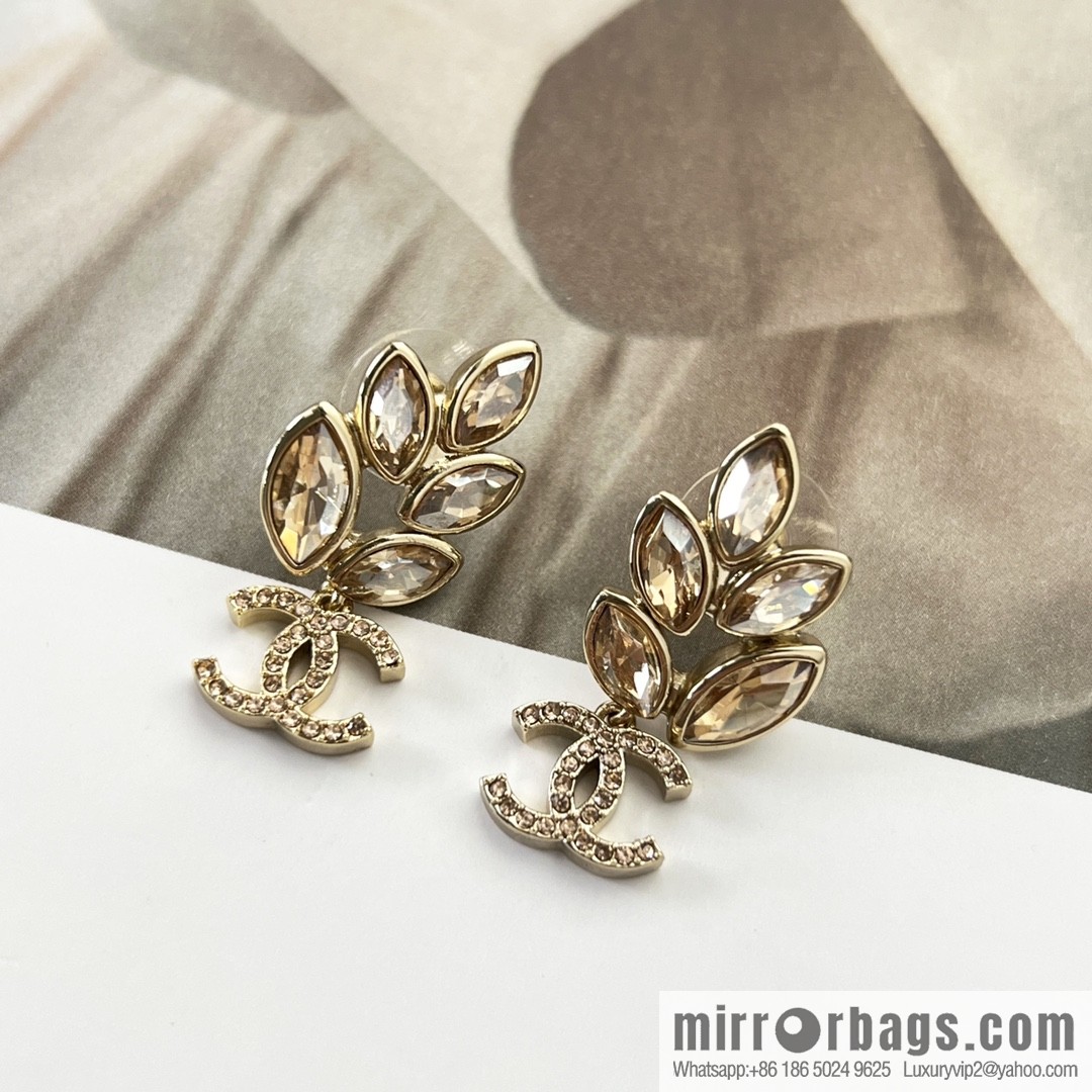 New ☑️ Chanel double c wheat ear horse eye drill earrings