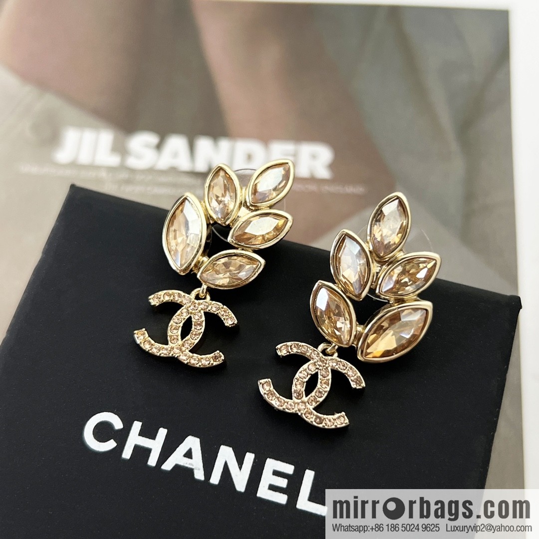 New ☑️ Chanel double c wheat ear horse eye drill earrings