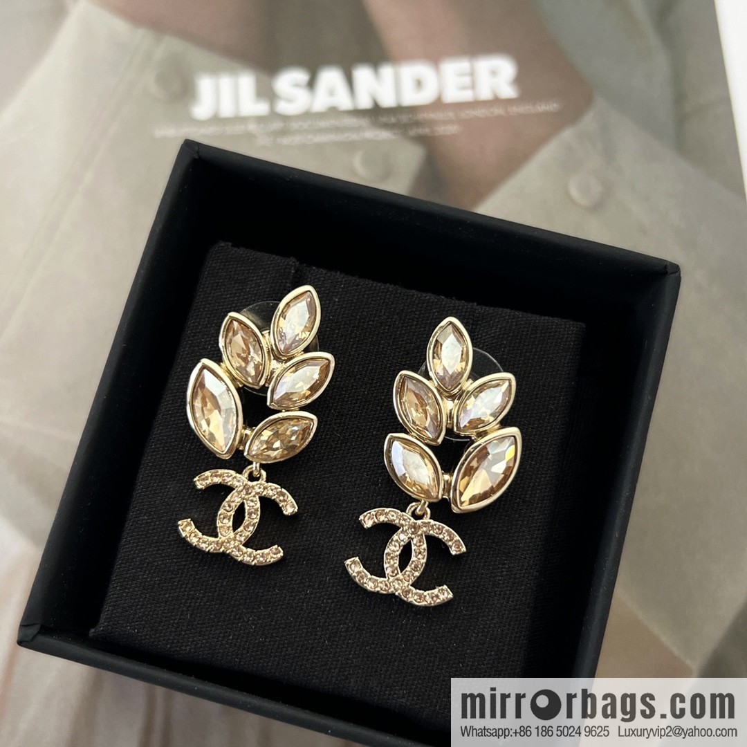 New ☑️ Chanel double c wheat ear horse eye drill earrings