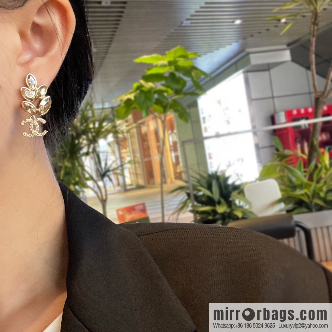 New ☑️ Chanel double c wheat ear horse eye drill earrings