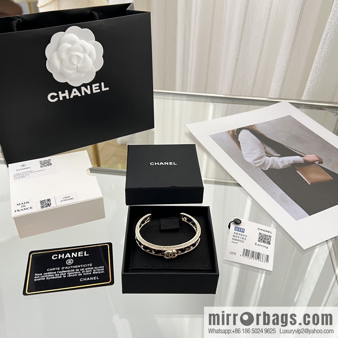 New ☑️ Chanel double c black leather rope open bracelet
