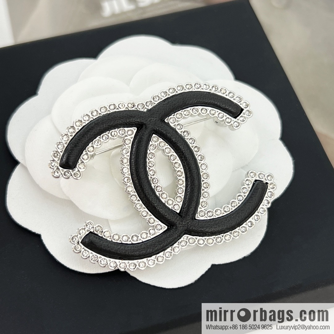New ☑️ Chanel double c black leather full diamond brooch