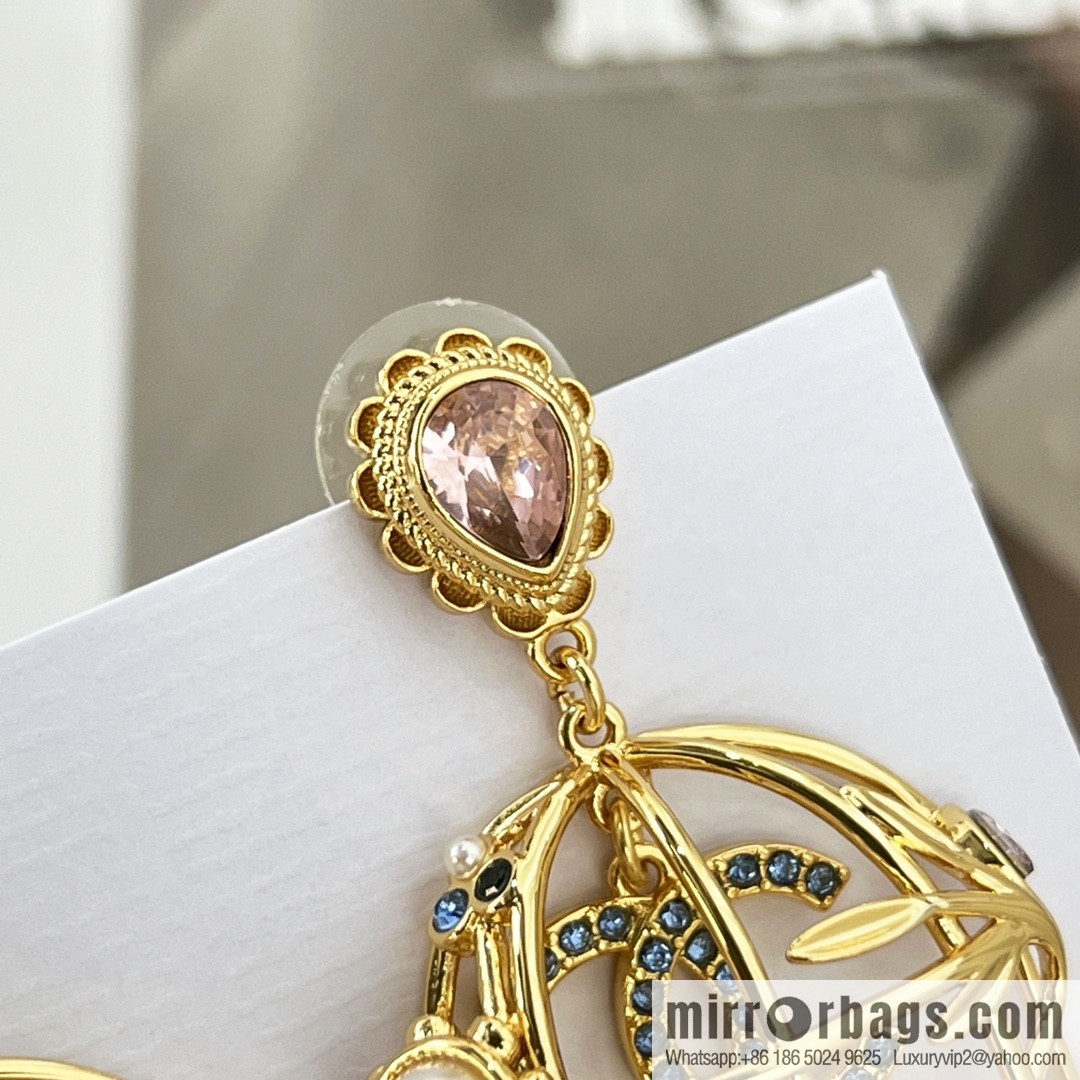 New ☑️ Chanel double c gold bird cage stud earrings