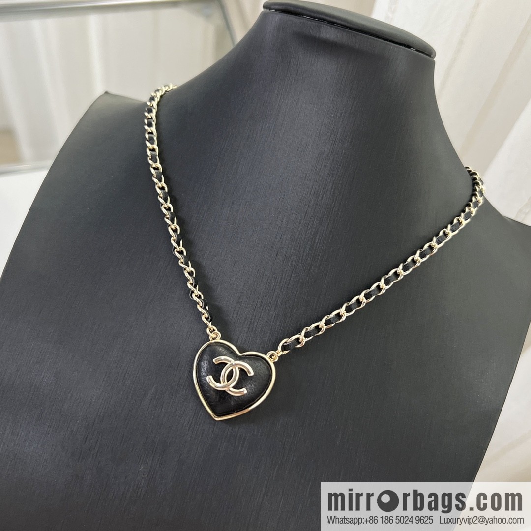 New ☑️ Chanel double c peach heart love necklace