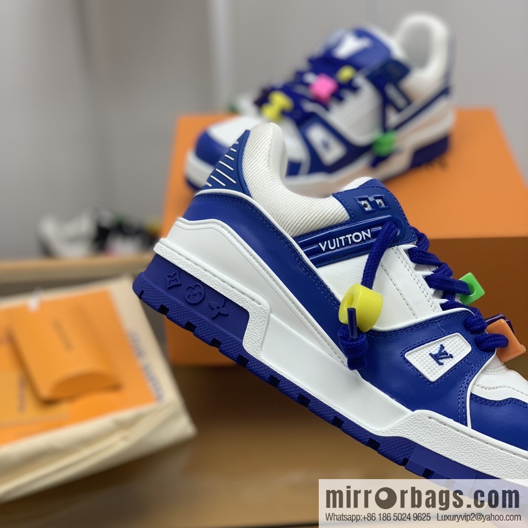 LV/Louis Vuitton features exclusive custom top calfskin donkey trainer His & Hers sports running shoes