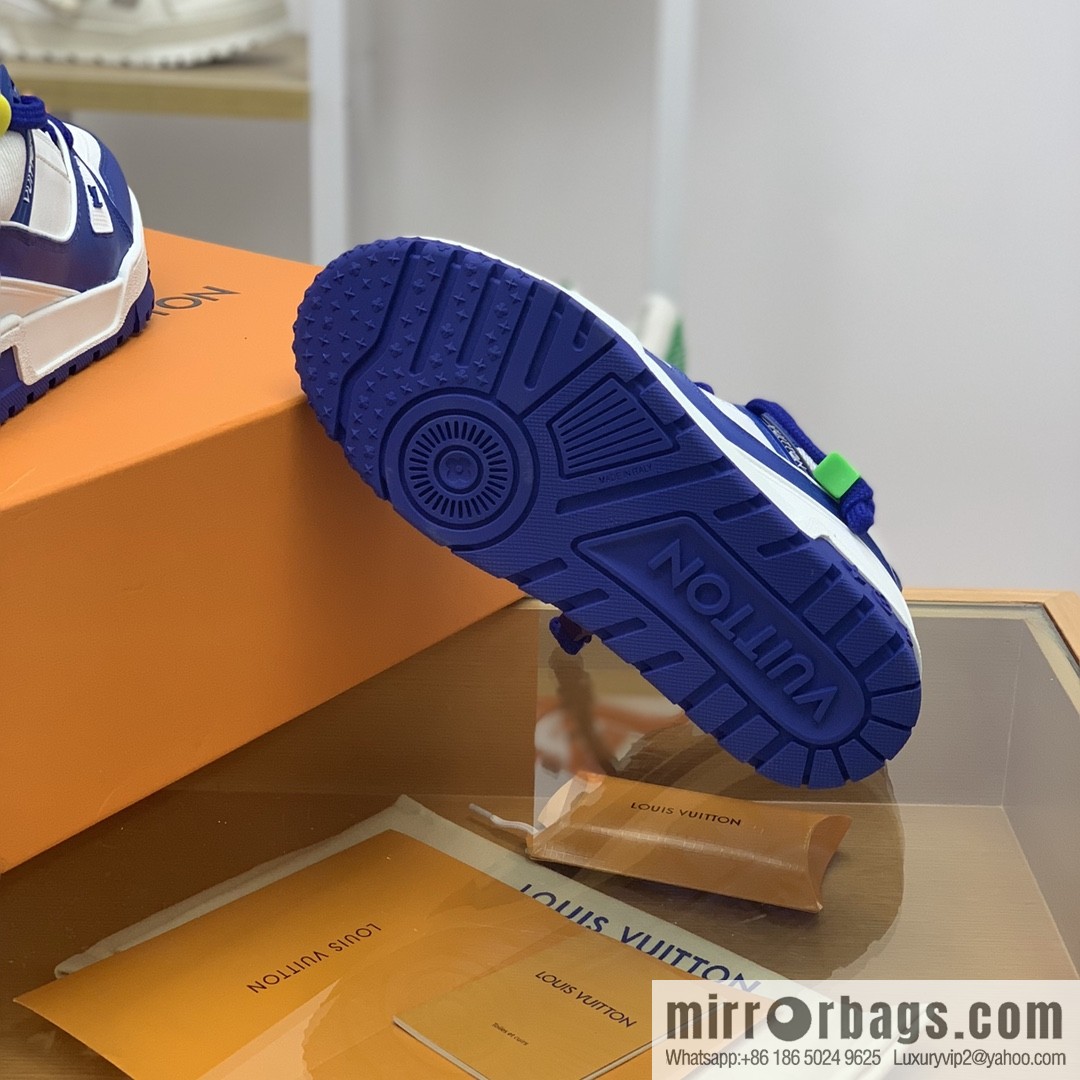 LV/Louis Vuitton features exclusive custom top calfskin donkey trainer His & Hers sports running shoes