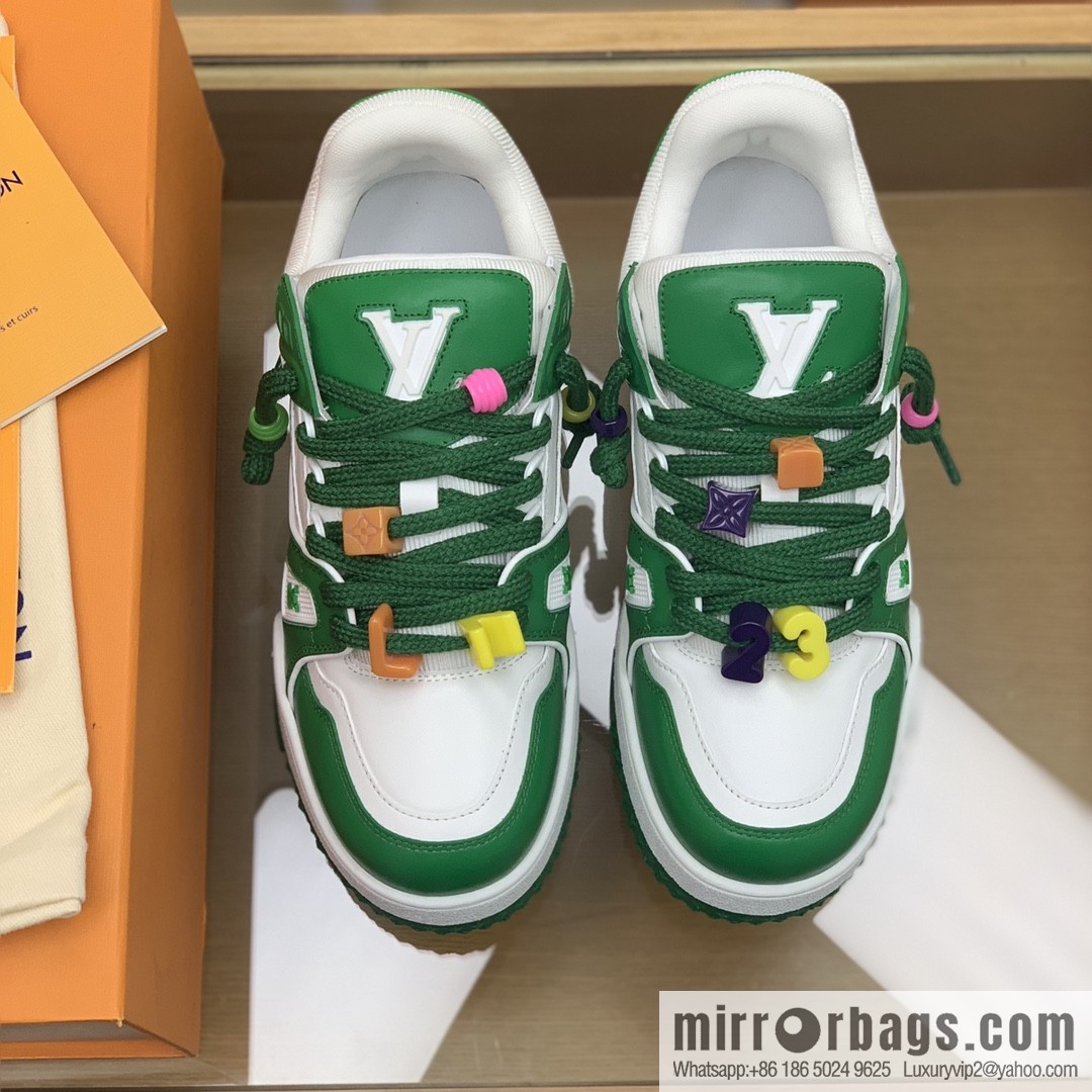 LV/Louis Vuitton features exclusive custom top calfskin donkey trainer His & Hers sports running shoes