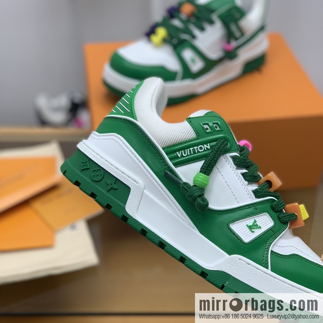 LV/Louis Vuitton features exclusive custom top calfskin donkey trainer His & Hers sports running shoes