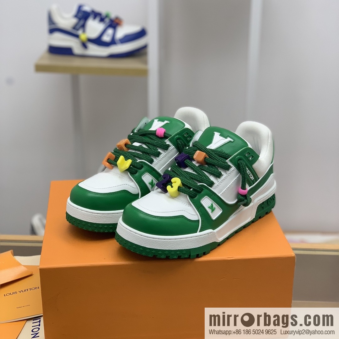 LV/Louis Vuitton features exclusive custom top calfskin donkey trainer His & Hers sports running shoes