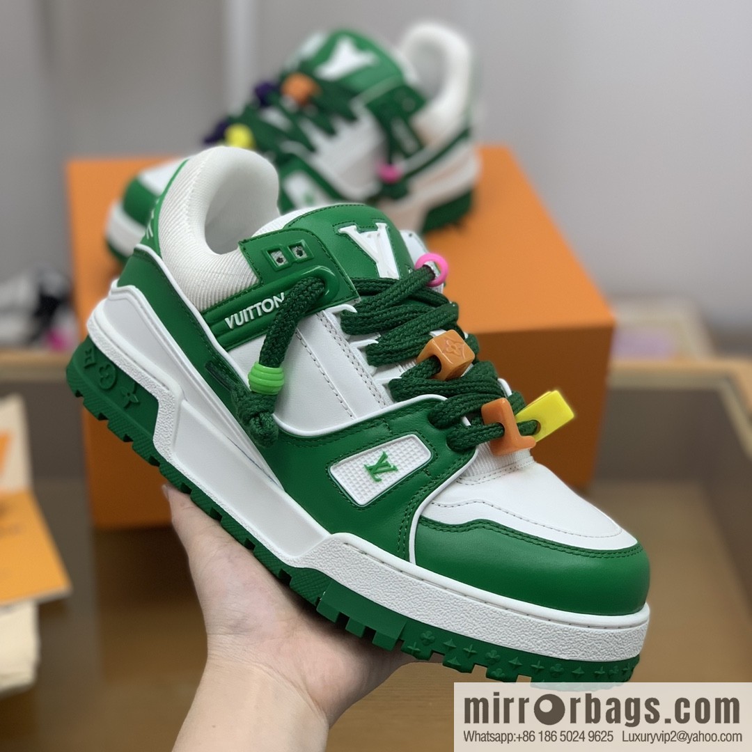 LV/Louis Vuitton features exclusive custom top calfskin donkey trainer His & Hers sports running shoes