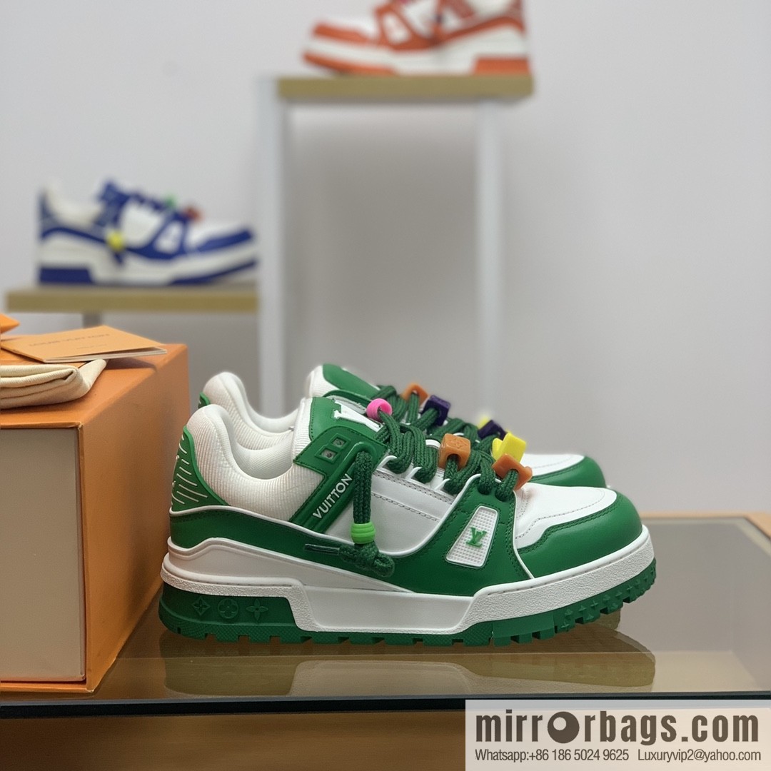 LV/Louis Vuitton features exclusive custom top calfskin donkey trainer His & Hers sports running shoes