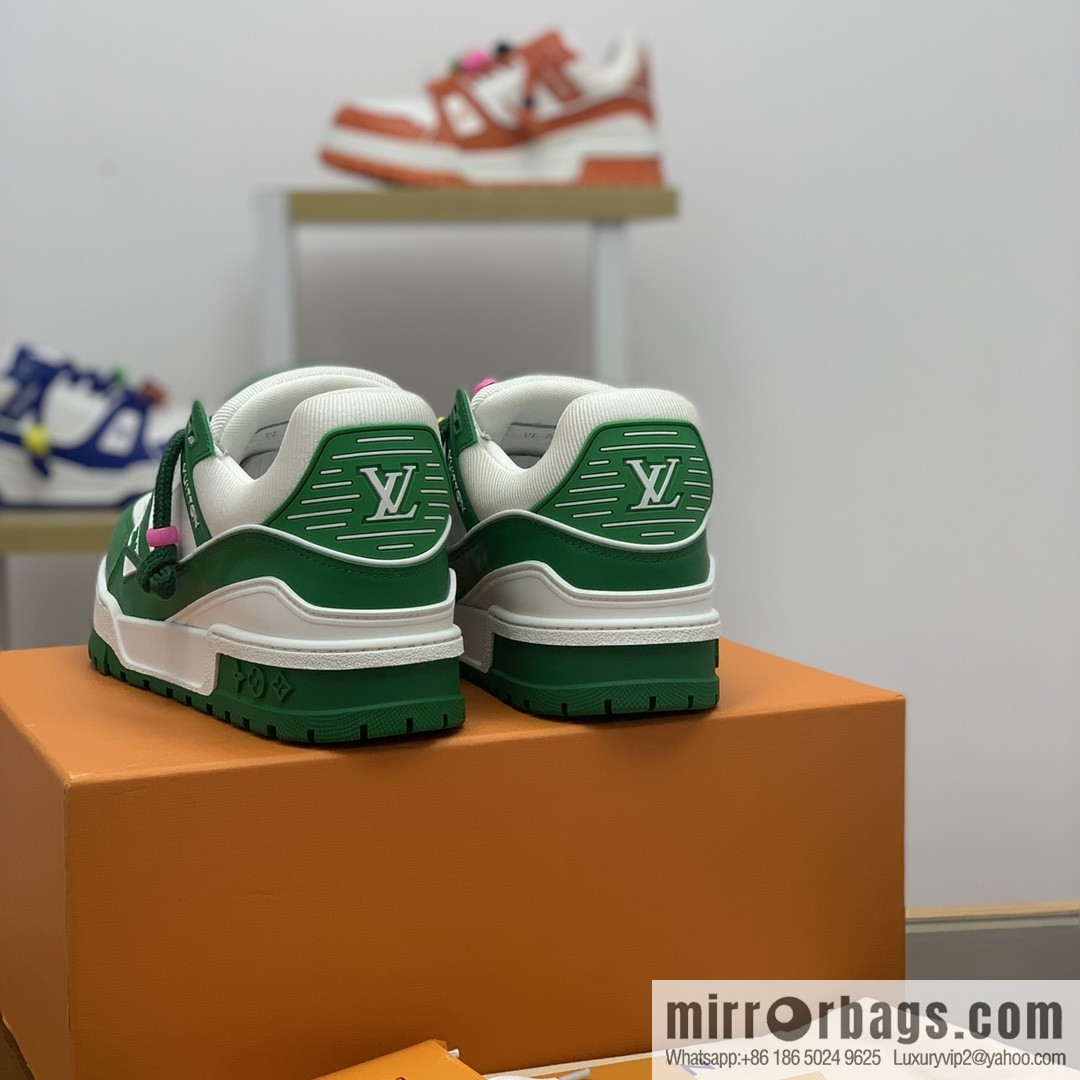 LV/Louis Vuitton features exclusive custom top calfskin donkey trainer His & Hers sports running shoes