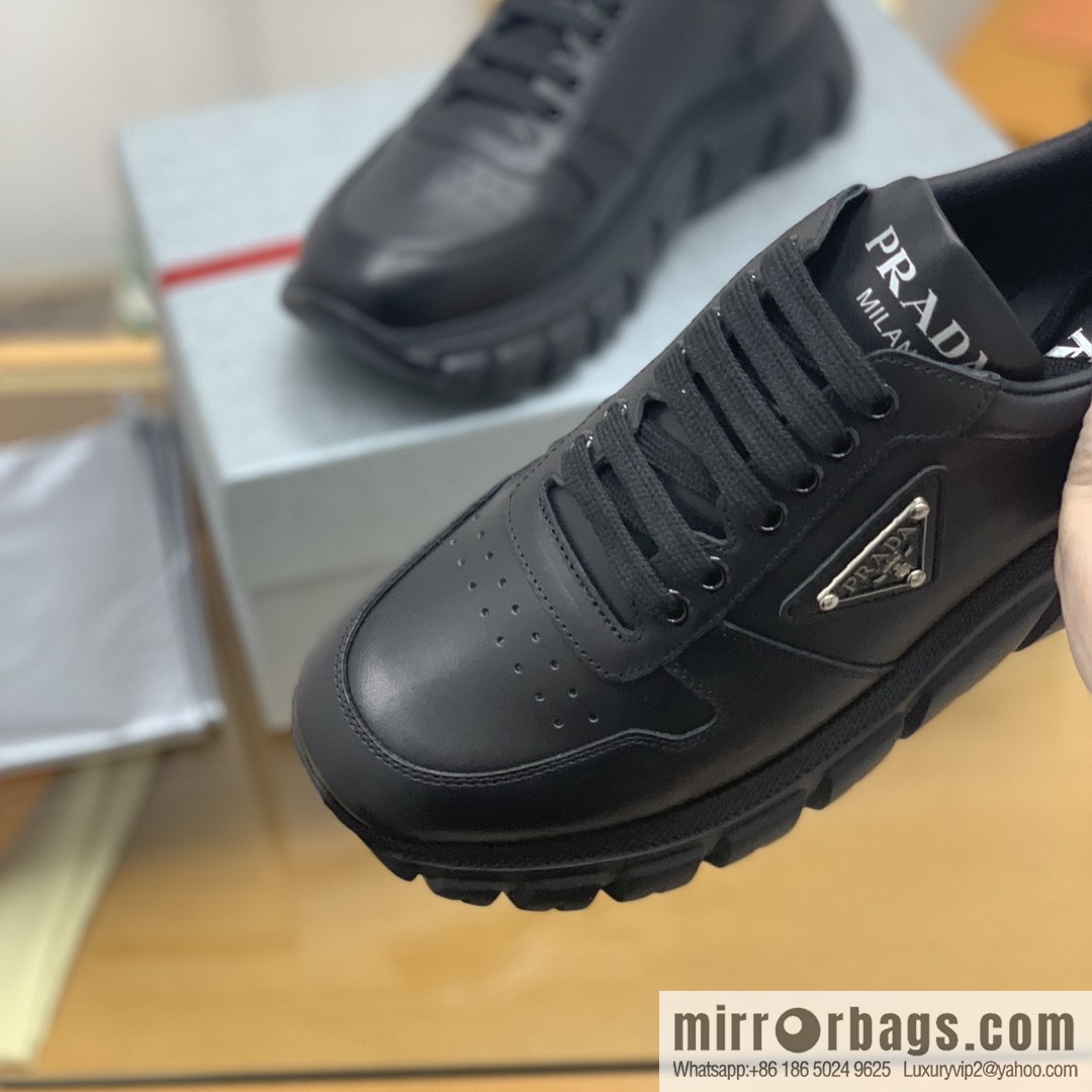 Prada uses soft calfskin men's sneakers