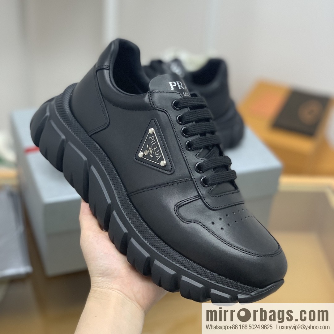 Prada uses soft calfskin men's sneakers