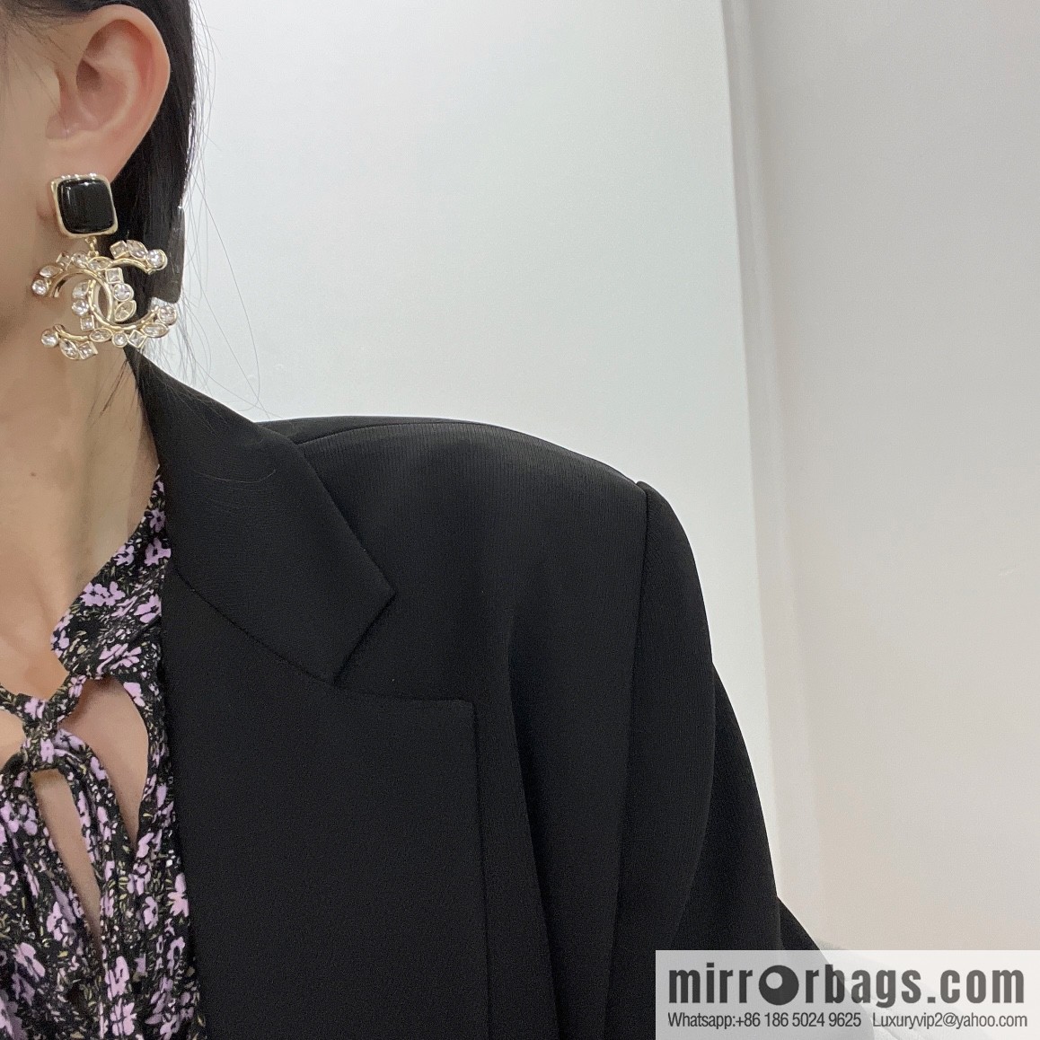 New ☑️ Chanel c2 double c black square stud earrings