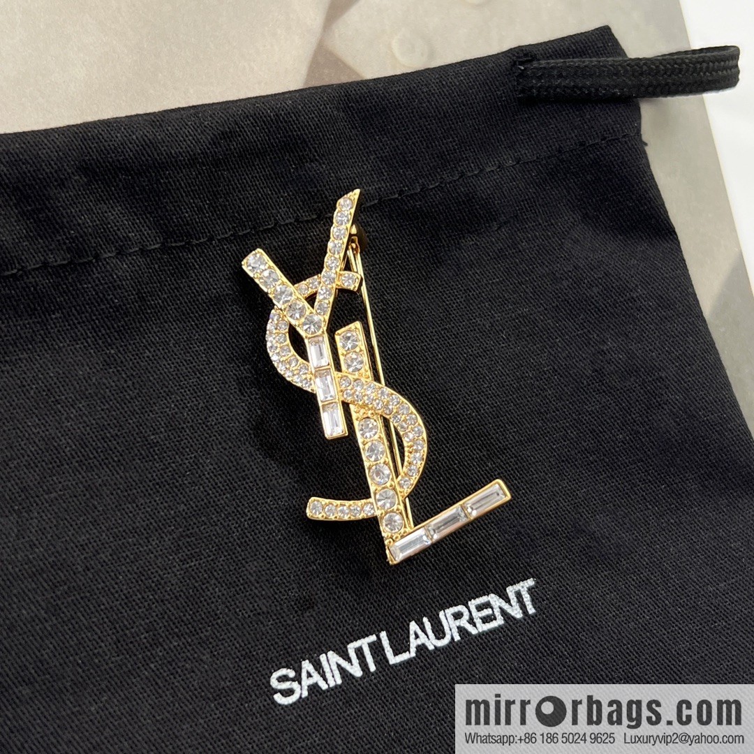 Saint Laurent YSL full diamond brooch
