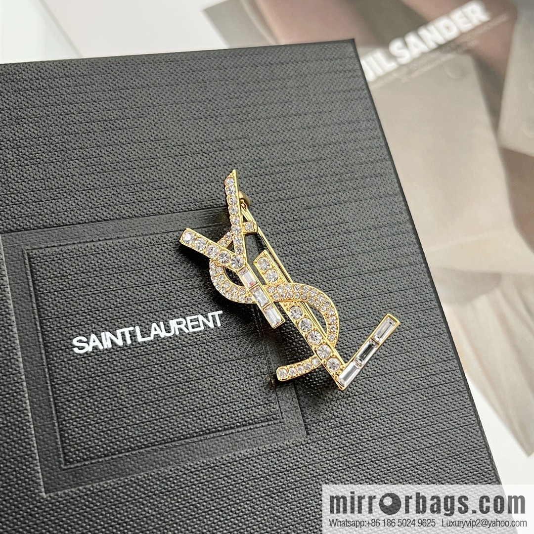 Saint Laurent YSL full diamond brooch