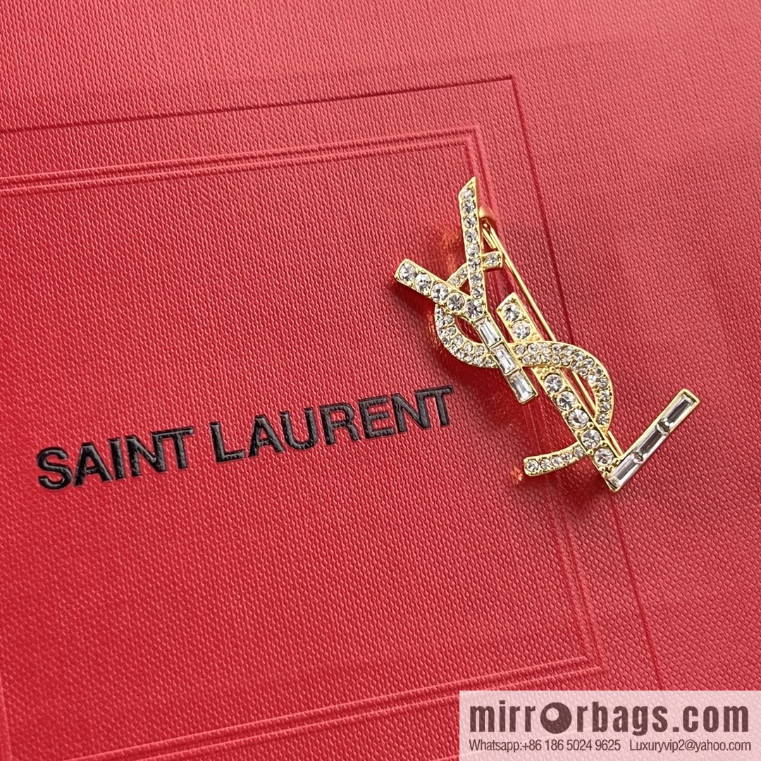 Saint Laurent YSL full diamond brooch