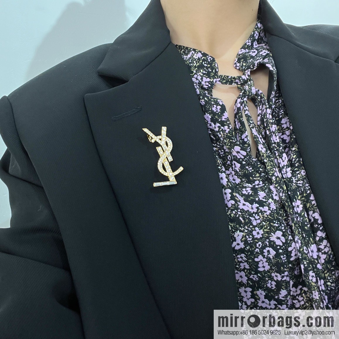 Saint Laurent YSL full diamond brooch