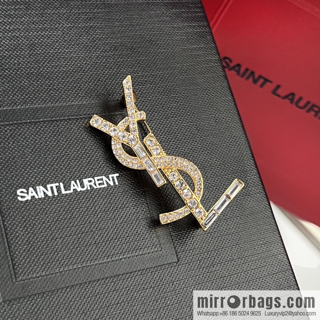 Saint Laurent YSL full diamond brooch