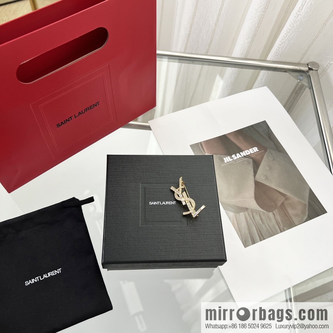 Saint Laurent YSL full diamond brooch